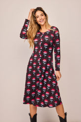 Long Pink Flower Pine Dress