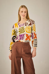 Camisa Berna Geo blanco
