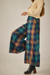 Navy Blue Plaid Trousers