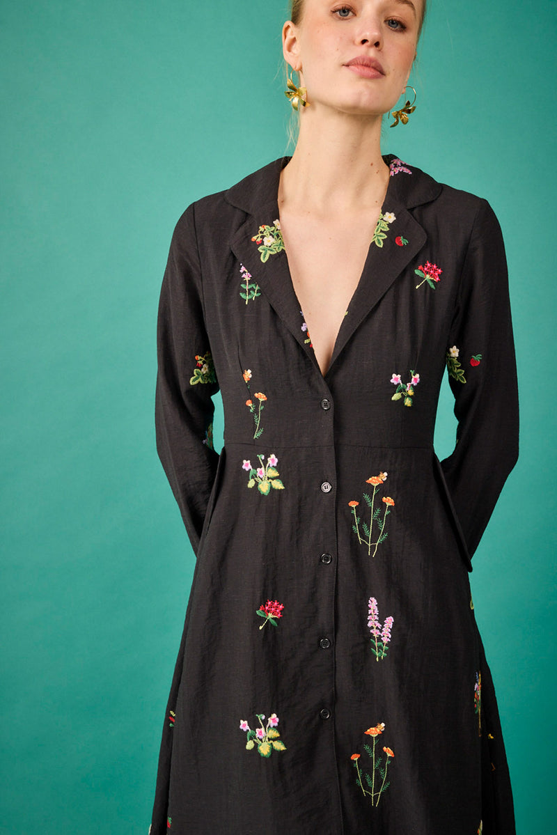 Vestido midi Moscovo preto