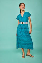 Vestido Largo Bordado algodón AZUL