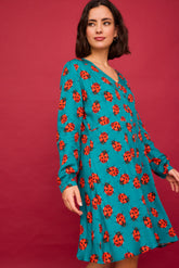 Kurzes Kleid mit Eukalyptus-Marienkäfer-Print