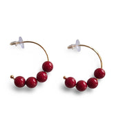 Pendiente Aro bolas rojas