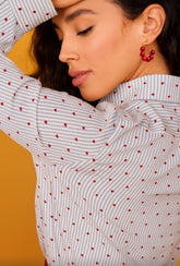 Pendiente Aro bolas rojas