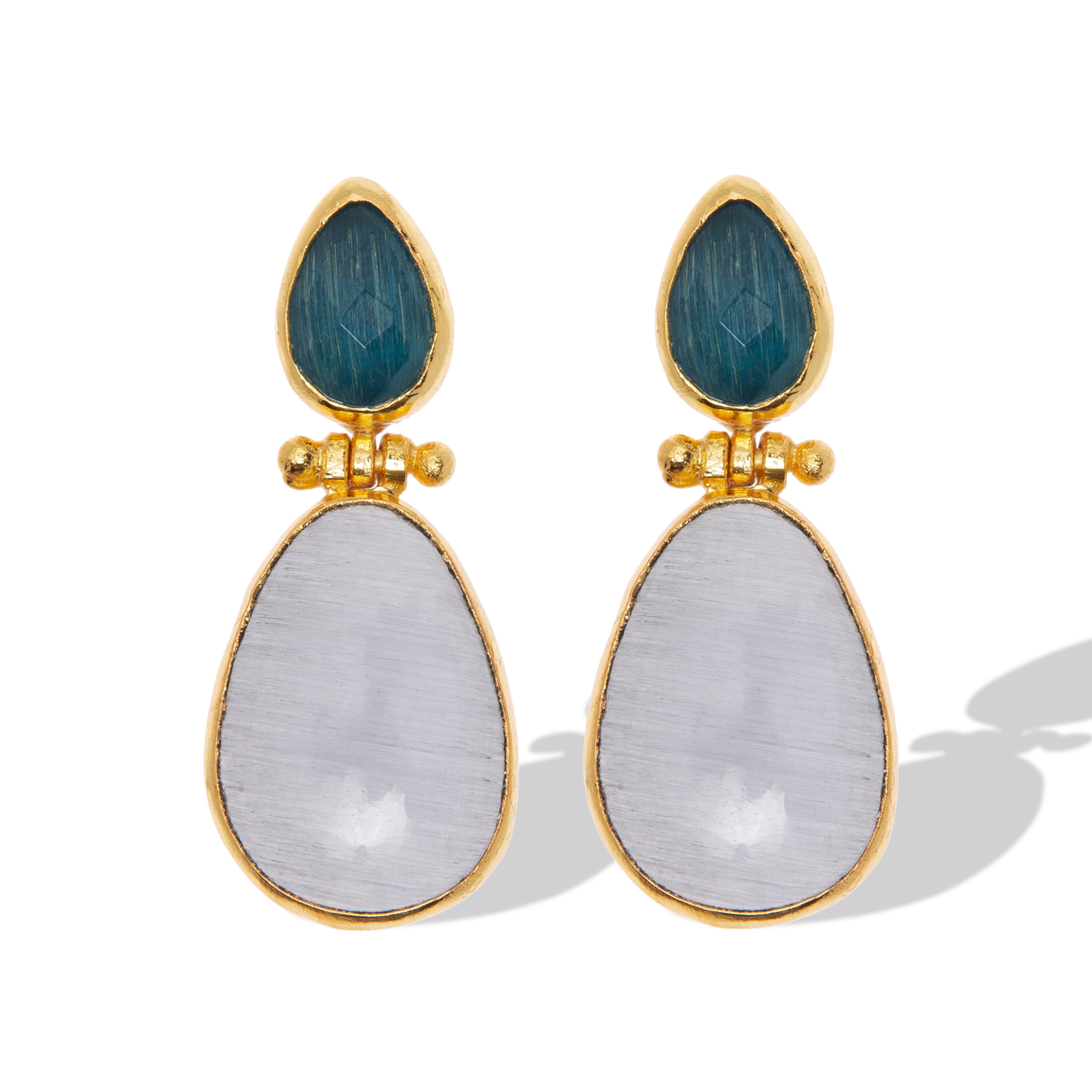 Double natural stone earrings