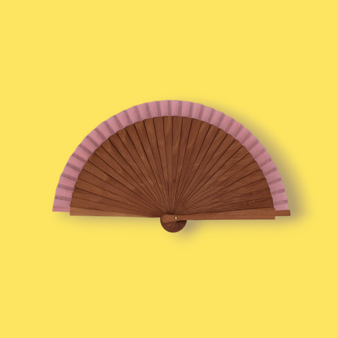 Spanish hand fan · Pear wood with cotton fabric · 19 cm