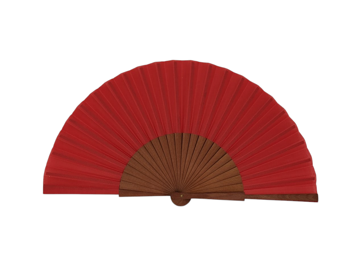 Spanish hand fan · Pear wood with cotton fabric · 23 cm