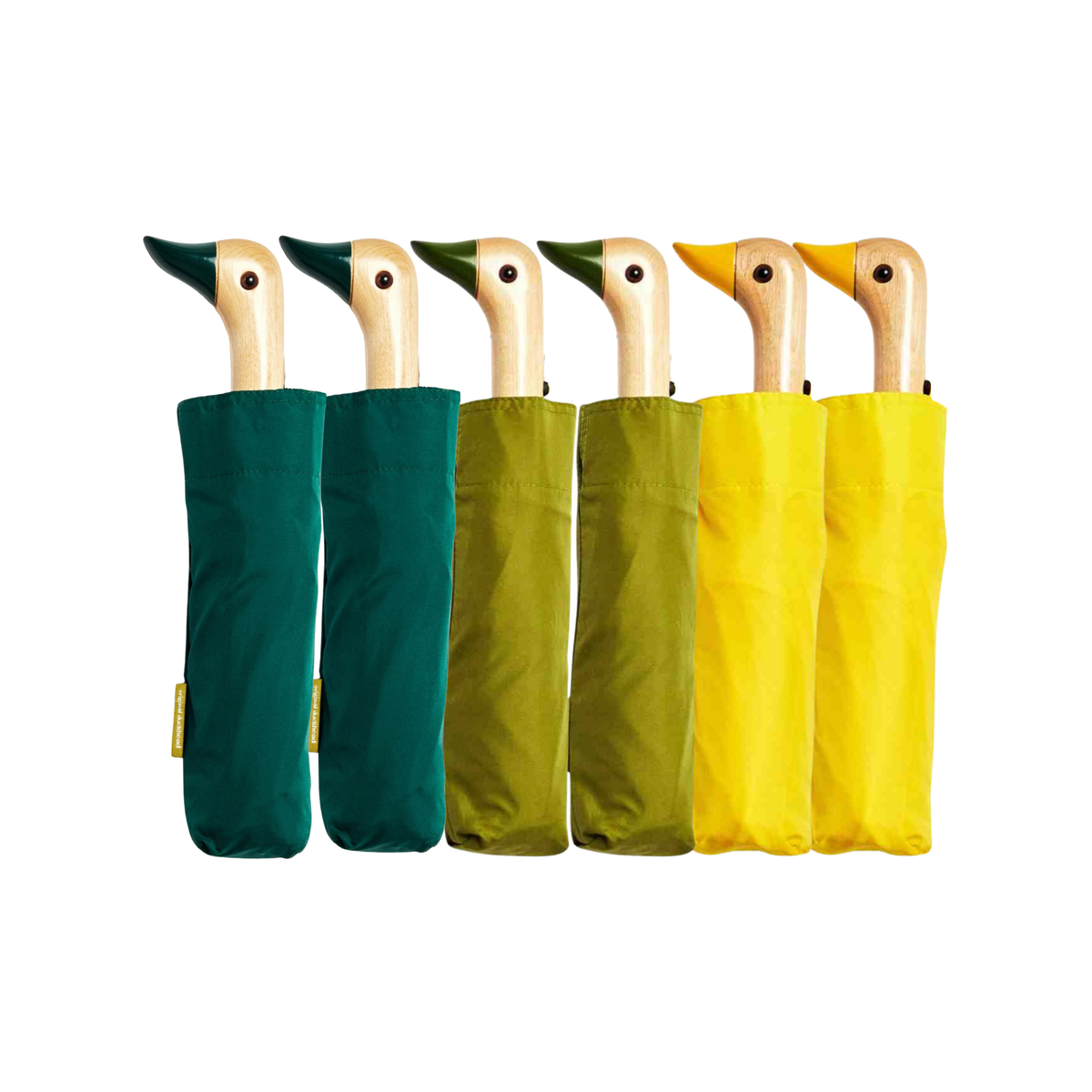 Multipack of 6 Original Duckhead umbrellas in forest green, olive and yellow