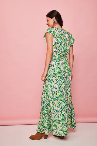 Langes Kleid mit grünem Konfetti