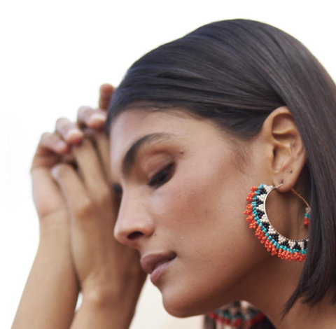 Pendientes aros ganchillo y pedreria