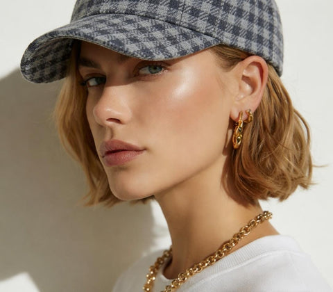 Cotton gingham cap