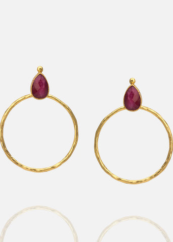 Medium-sized earrings with semi-precious stone