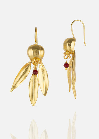 Fruit and stone earrings