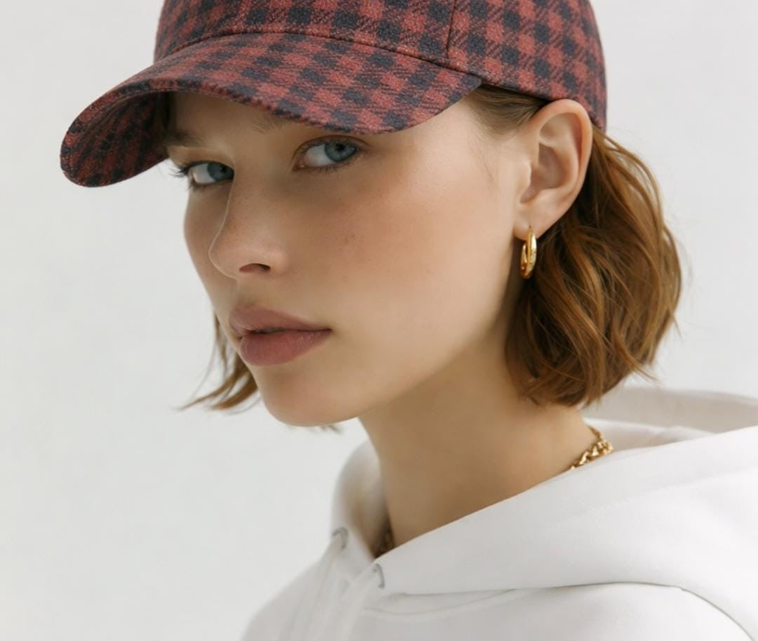 Cotton gingham cap