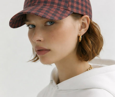 Cotton gingham cap