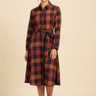 Vestido longo Utrecht xadrez mostarda GLORIA