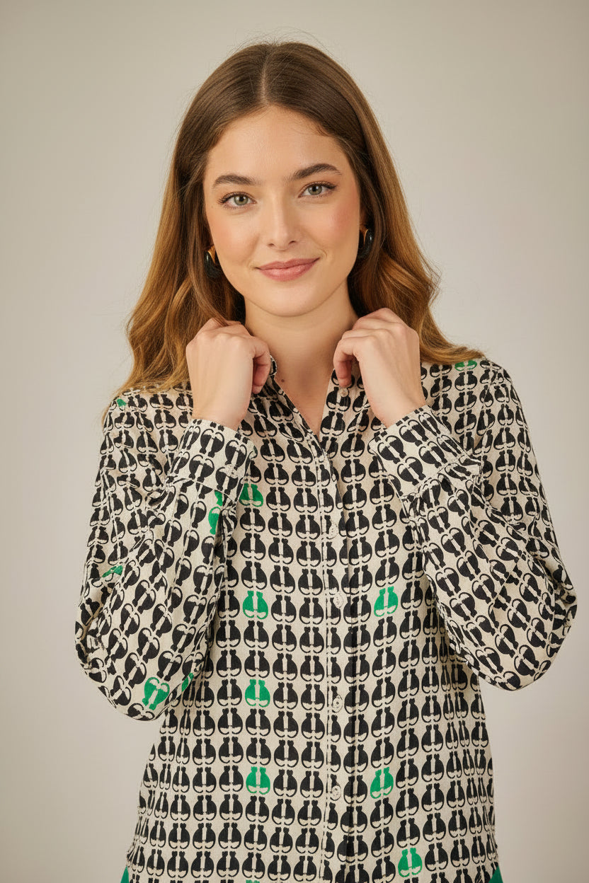 Camisa Atenas Gato verde