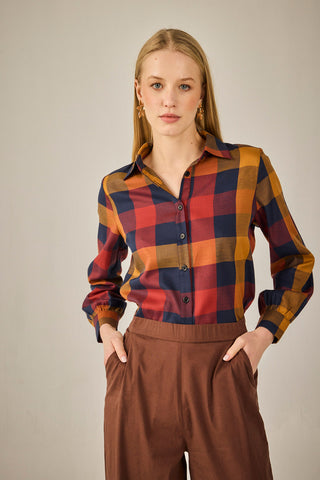 Camisa Sintra Cuadros mostaza