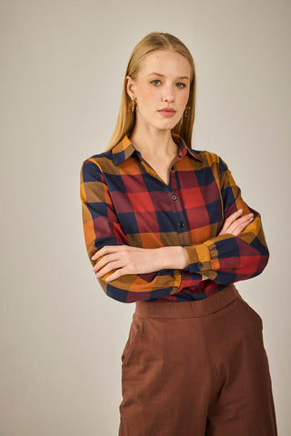 Camisa Sintra Cuadros mostaza