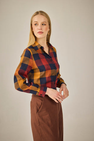 Camisa Sintra Cuadros mostaza