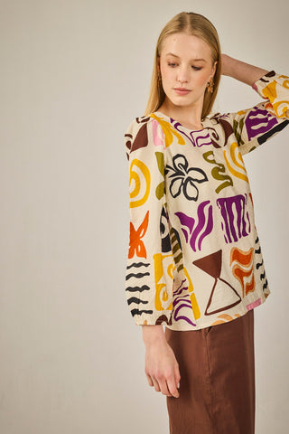 Camisa Berna Geo blanco