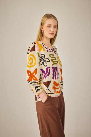 Camisa Berna Geo blanco
