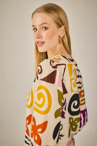 Camisa Berna Geo blanco