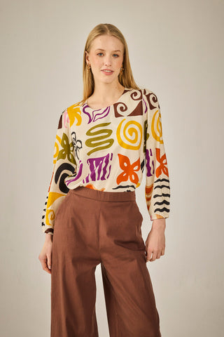 Camisa Berna Geo blanco