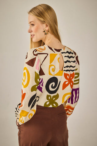 Camisa Berna Geo blanco