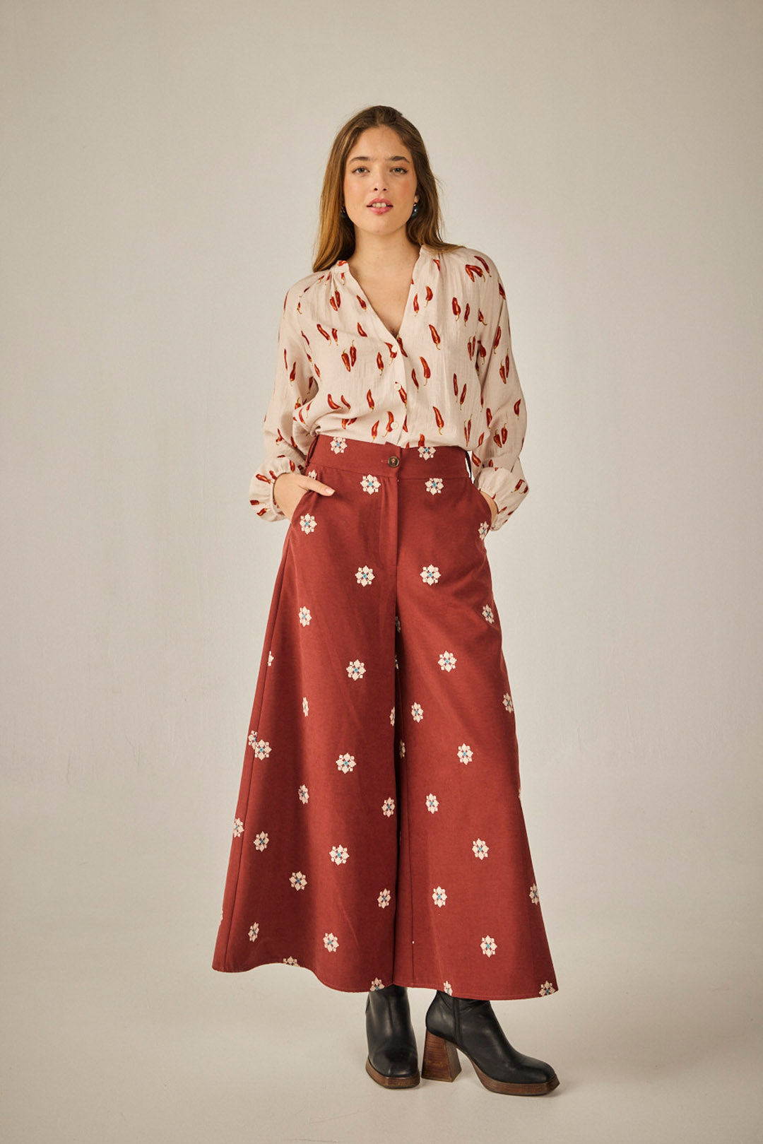 Navy tile pants