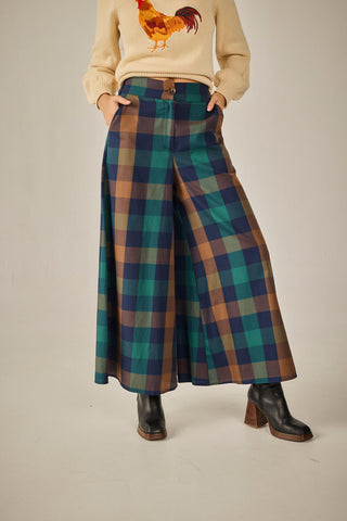 Navy Blue Plaid Trousers