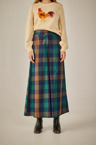 Navy Blue Plaid Trousers