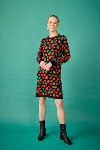 Vestido Corto Bergen Fresas negro