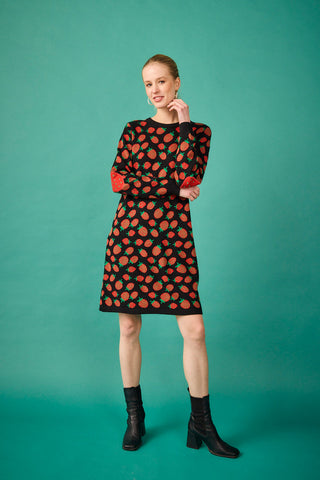 Vestido Corto Bergen Fresas negro