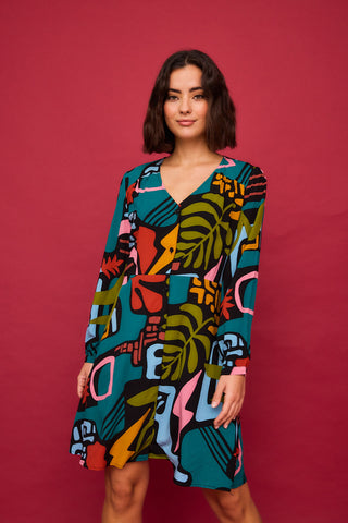 Vestido Corto Eucalipto Multicolor