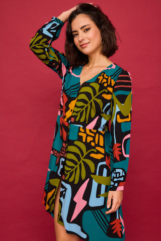 Vestido Corto Eucalipto Multicolor