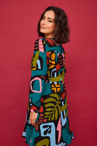 Vestido Corto Eucalipto Multicolor