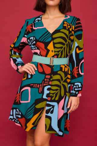 Vestido Corto Eucalipto Multicolor