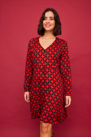 Vestido Corto Eucalipto Geo Rojo