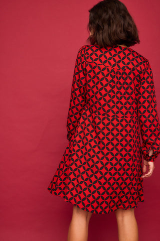 Vestido Corto Eucalipto Geo Rojo