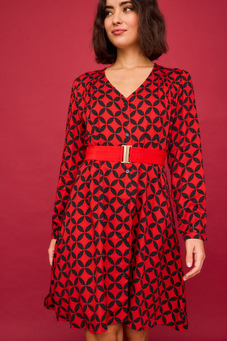 Vestido Corto Eucalipto Geo Rojo