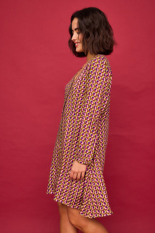 Vestido Corto Eucalipto Geometrico
