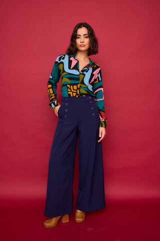Camisa Castaña Multicolor