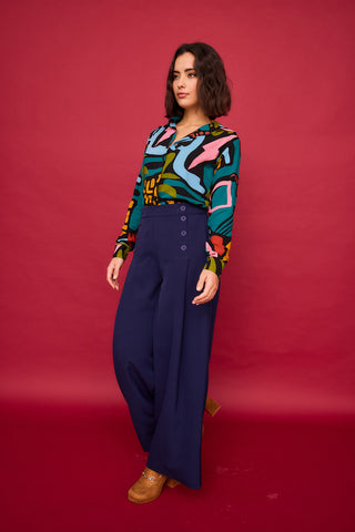Camisa Castaña Multicolor