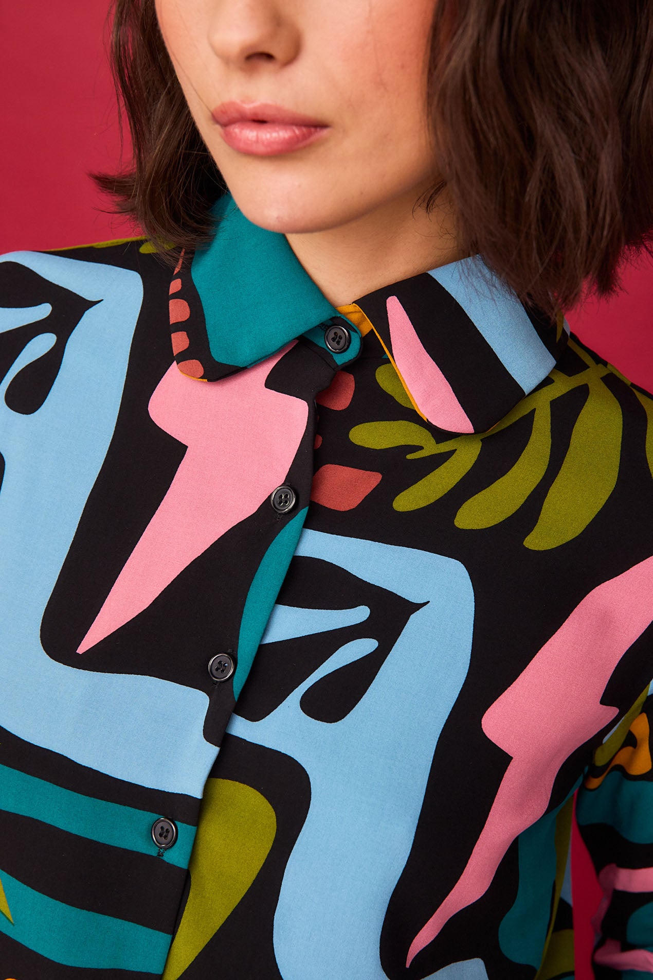 Camisa Castaña Multicolor