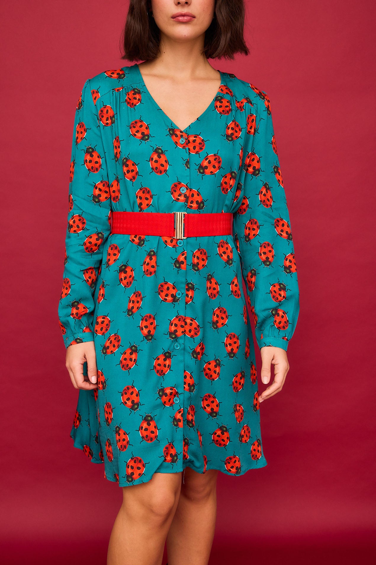 Vestido Corto Eucalipto Mariquita