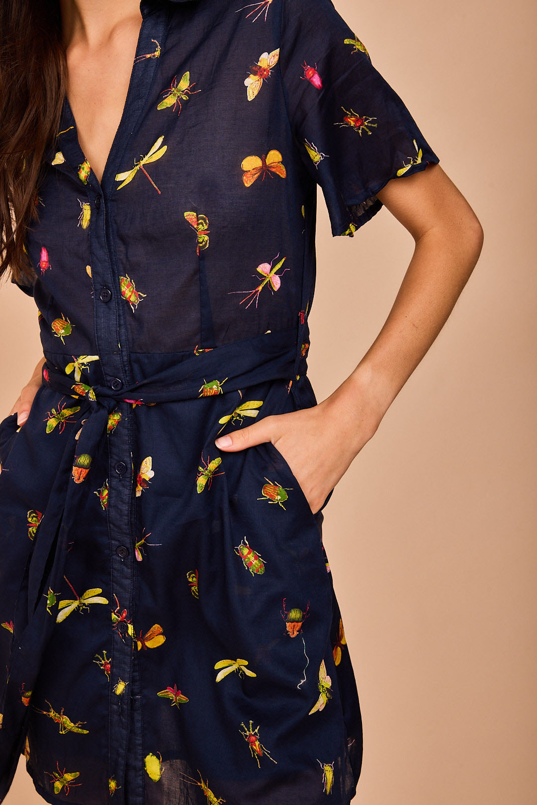 Vestido Corto Lastres Marino