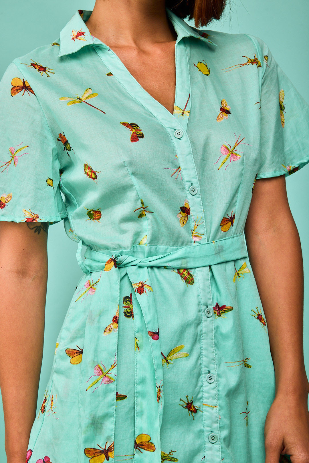 Vestido Corto Lastres Menta