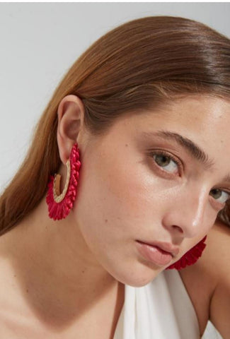 Two-tone stone earrings