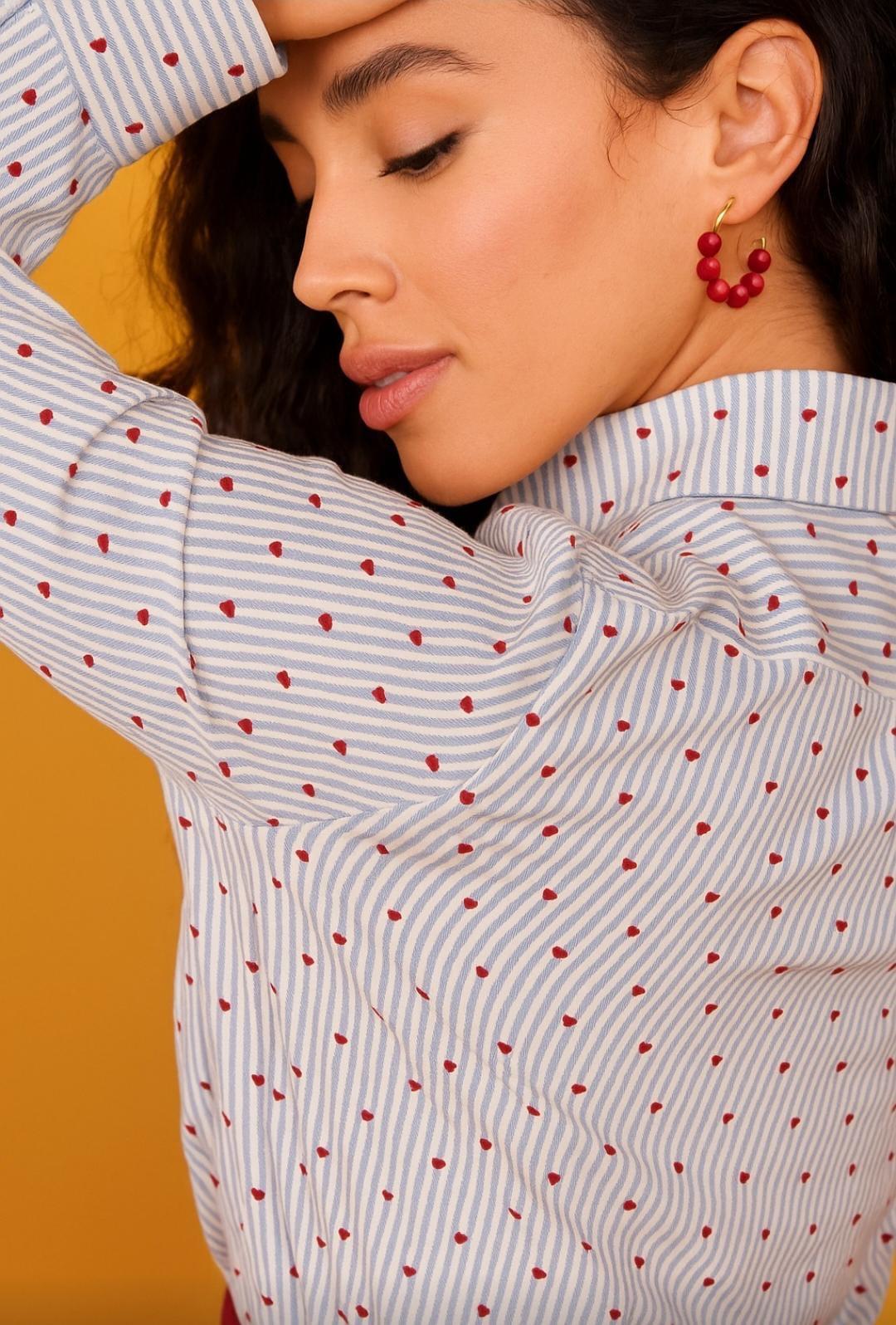 Pendiente Aro bolas rojas